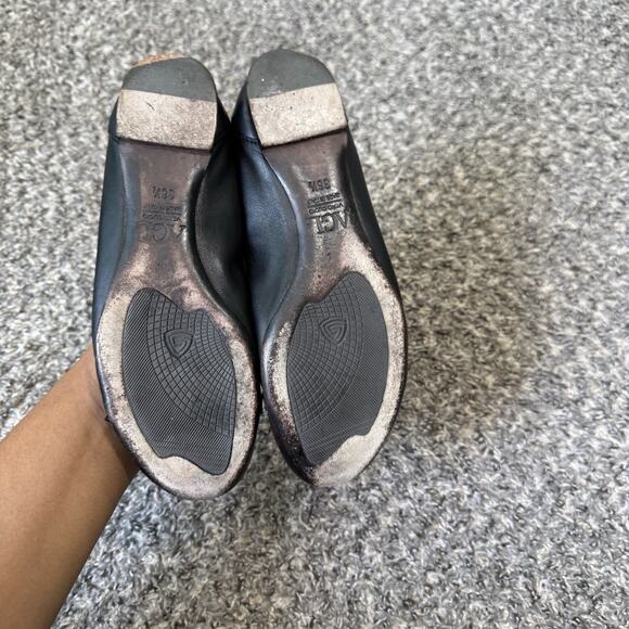 AGL Attilio Giusti Leombruni Leather Black Ballet Shoe Flats 36.5 US 6.5 Cap Toe - Picture 4 of 9